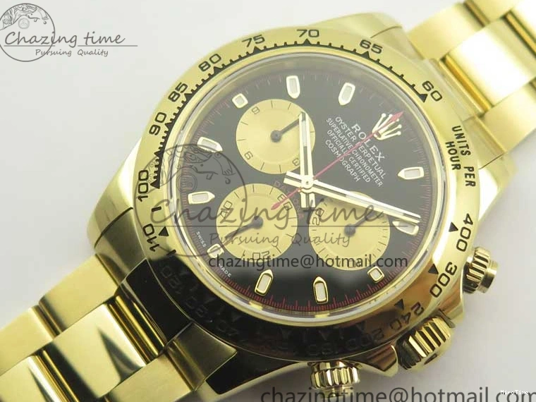 MiroTime 0512 Affordable Daytona 116508 Paul Newman ARF 1:1 Best Edition YG Plated 904L SS Case and Bracelet Black Dial A4130 Super Clone 3355